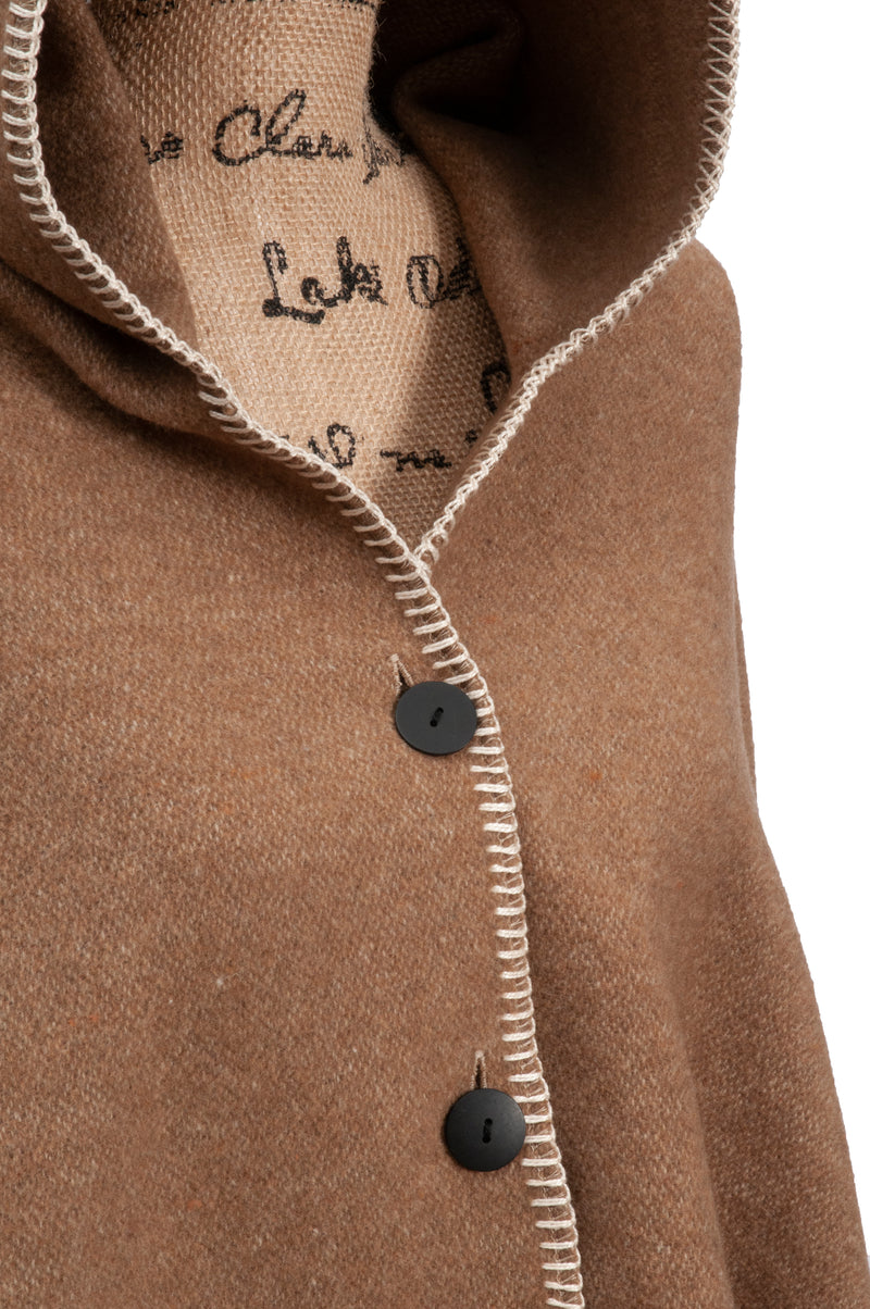 Solid Camel Wearable Hooded Throw
