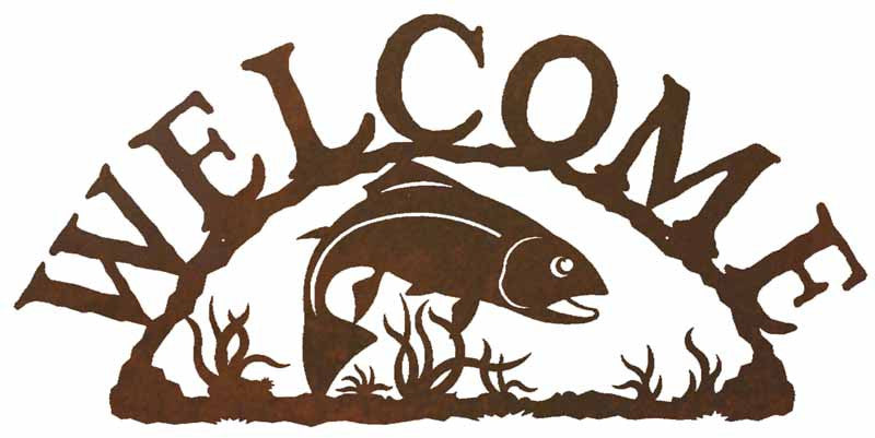 Trout Rustic Metal Welcome Sign – Inspired by the Outdoors