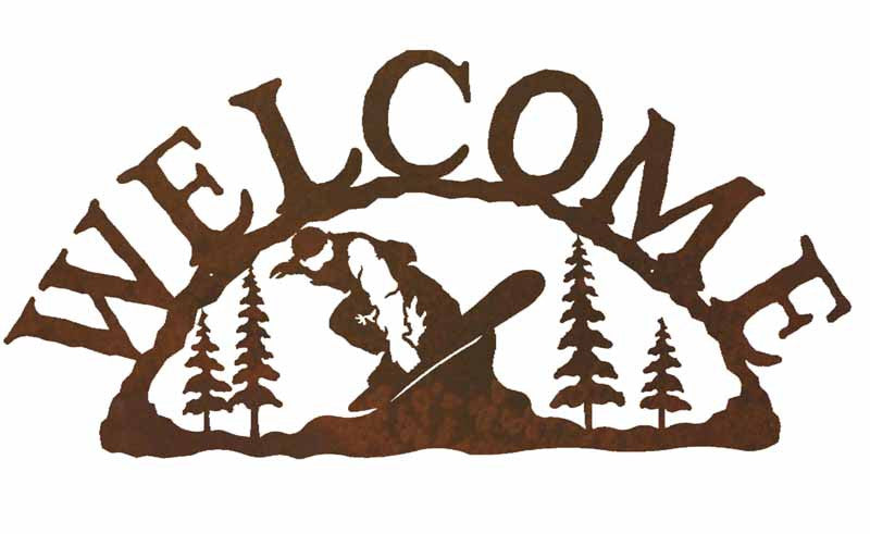 Snowboarder Welcome Sign
