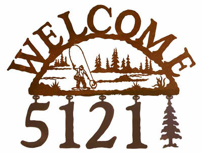 Fly Fisherman Address Welcome Sign