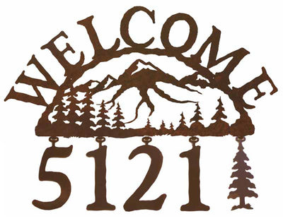 Mountain Scene Address Welcome Sign