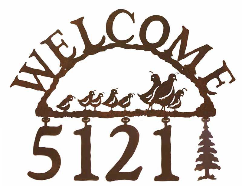Quail Address Welcome Sign