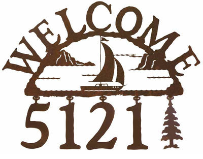 Sail Boat Address Welcome Sign
