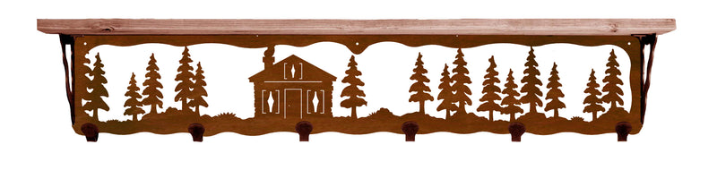 Cabin in Pines Metal 42" Wall Shelf with Hooks