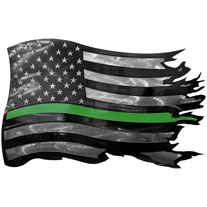 American Flag with Green Line