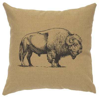 Buffalo Straw Color Linen Throw Pillow