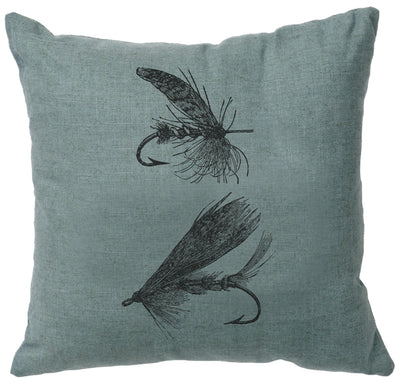 Fishing Fly Ocean Color Linen Throw Pillow