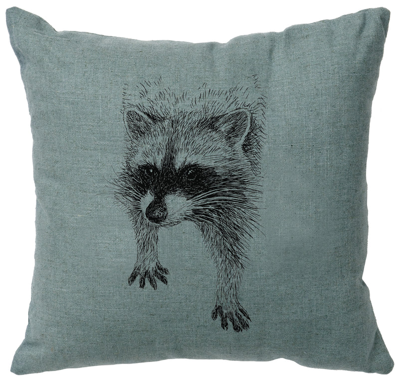 Raccoon Ocean Color Linen Throw Pillow