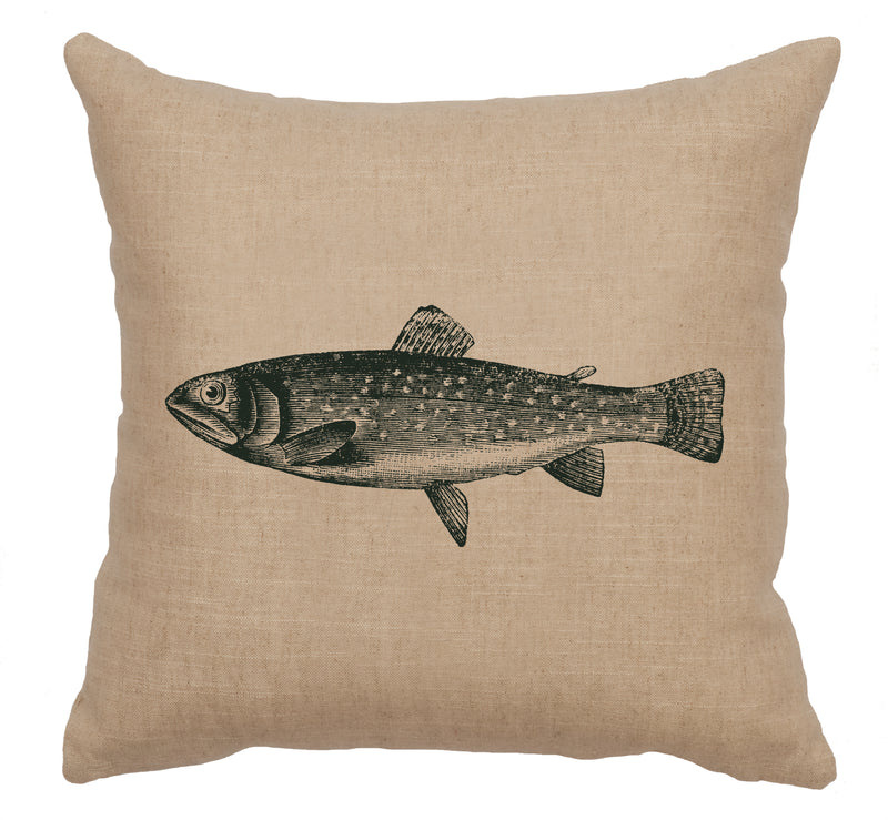 Trout Image Natural Color Throw Pillow