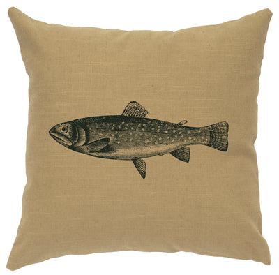 Trout Image Straw Color Throw Pillow