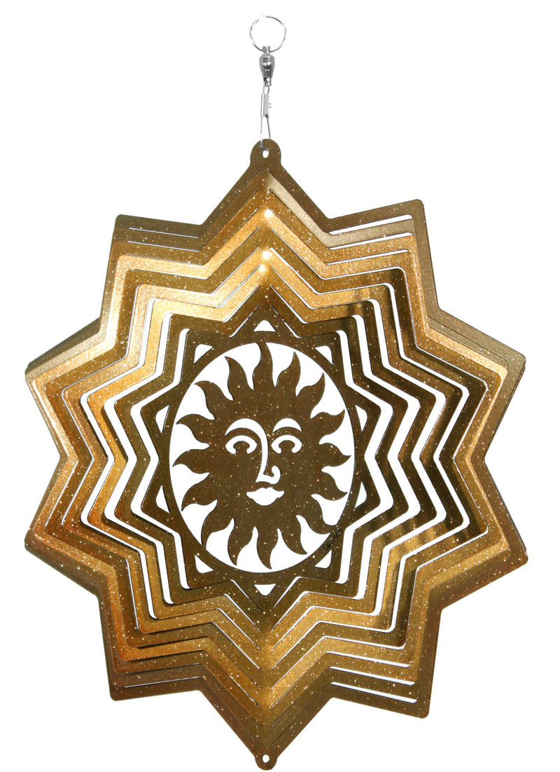 Sun Star Design Metal Wind Spinner Gold