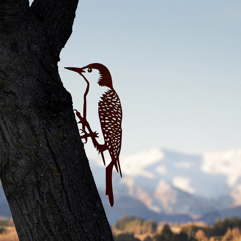 Woodpecker Metal Bird Tree Silhouette